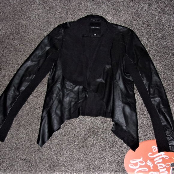 Maurices Jackets & Blazers - womens faux leather medium black cover up  dress jacket coat size